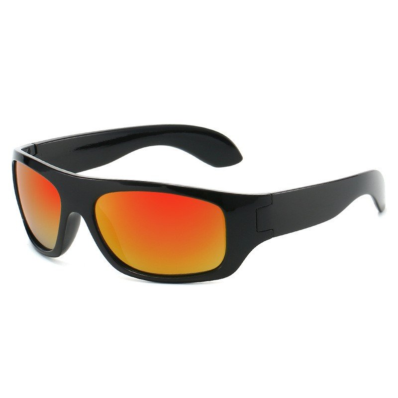 02_black_red Sports cycling sunglasses in black and red with a lightweight wraparound frame